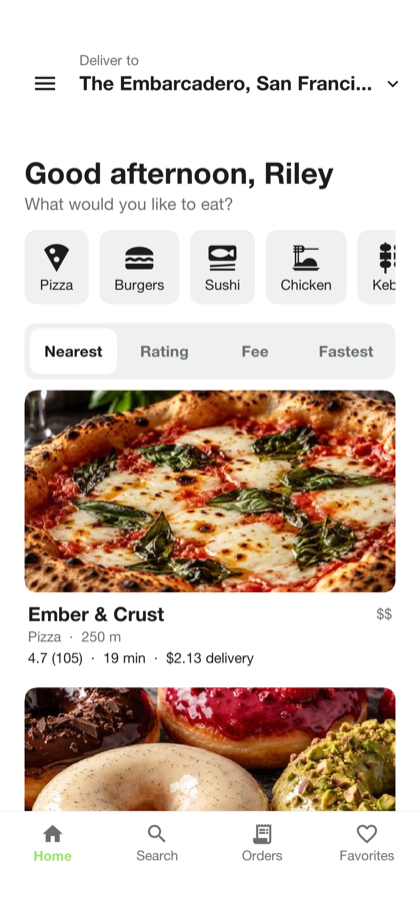 Savor restaurant browsing screen